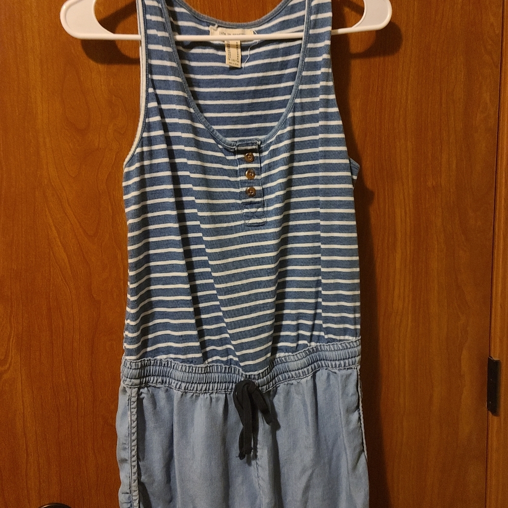 Blue and white romper